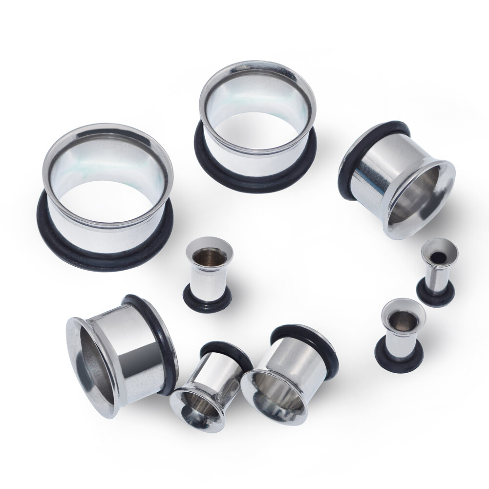 Single Flared Stainless Steel Ear Gauges Flesh Tunnels Plugs Piercing 8g-5/8″