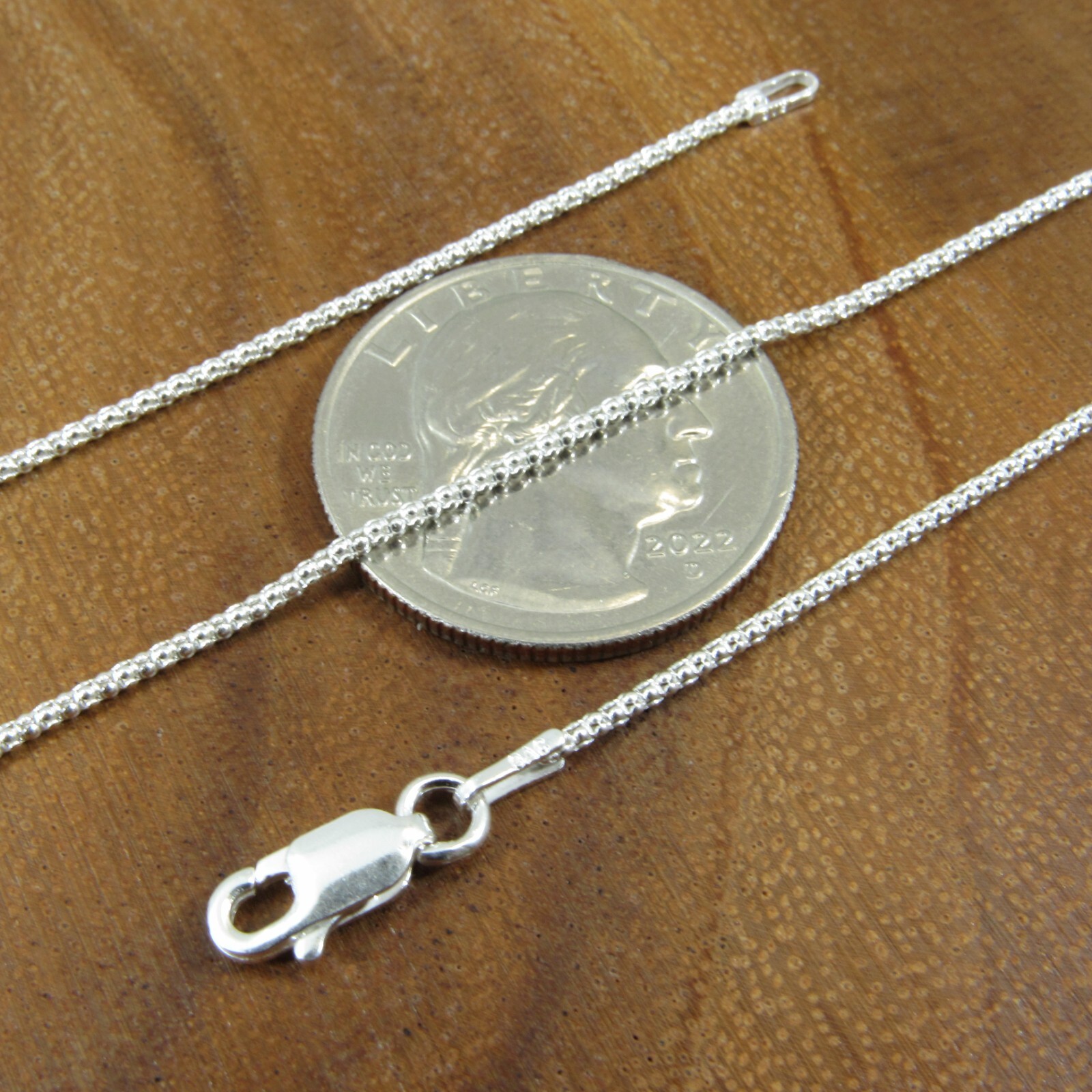 1.3MM Solid 925 Sterling Silver Womens Dainty Italian Popcorn Chain Necklace