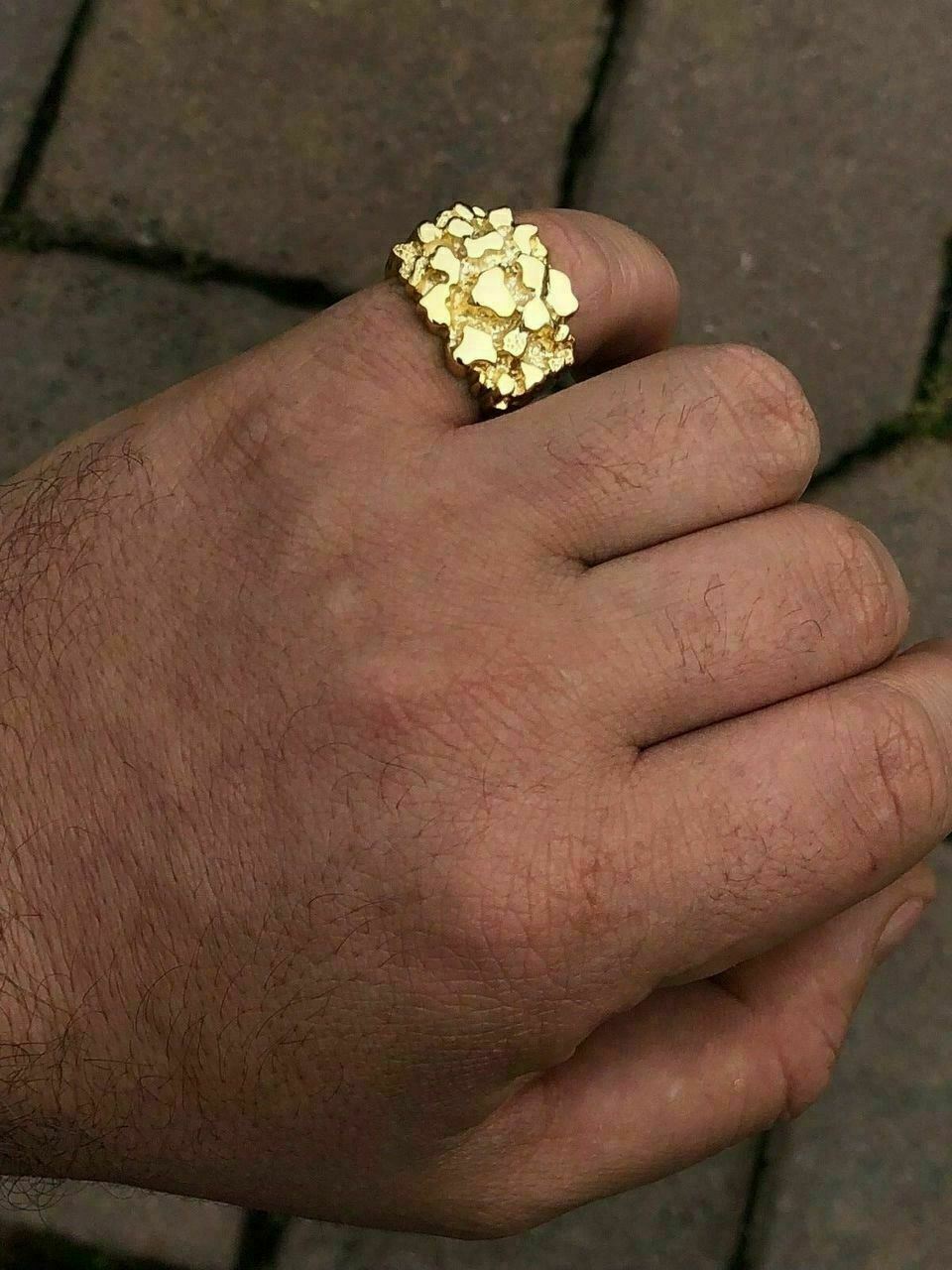 Men’s Solid 10k Yellow Gold Heavy Nugget Ring Size 7 8 9 10 11 12 13 11