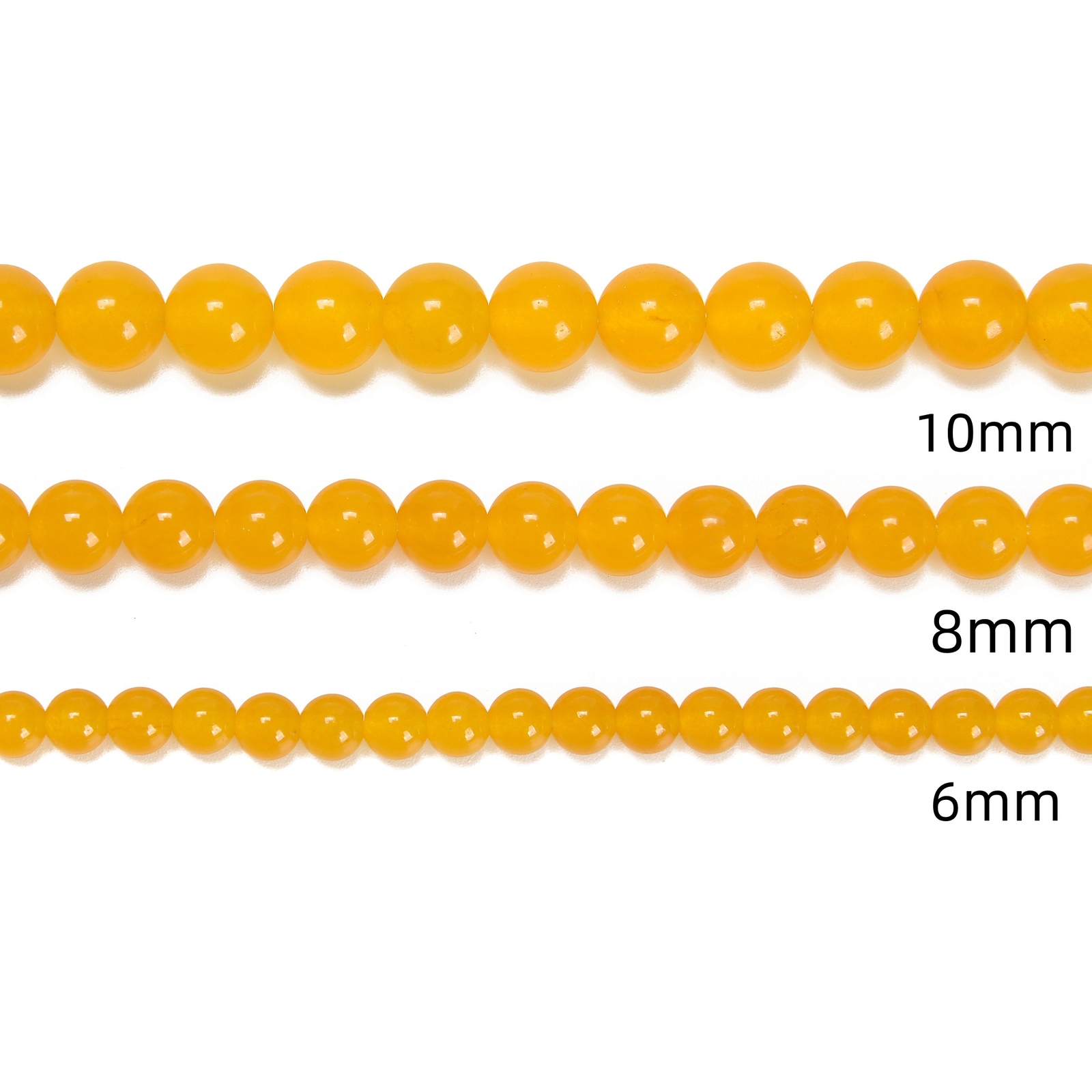Dark Yellow Dyed Jade Smooth Round Beads 4mm 6mm 8mm 10mm 15.5″ Strand