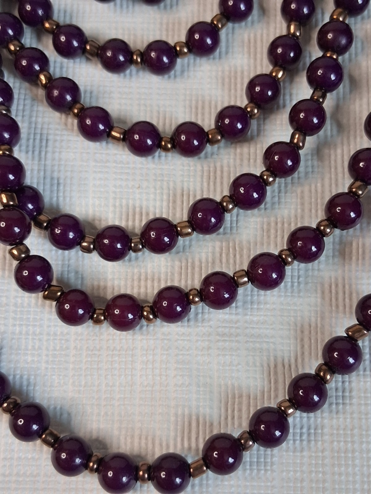 Purple Assorted Beaded Multi Strand Layered Lightweight Statement Necklace