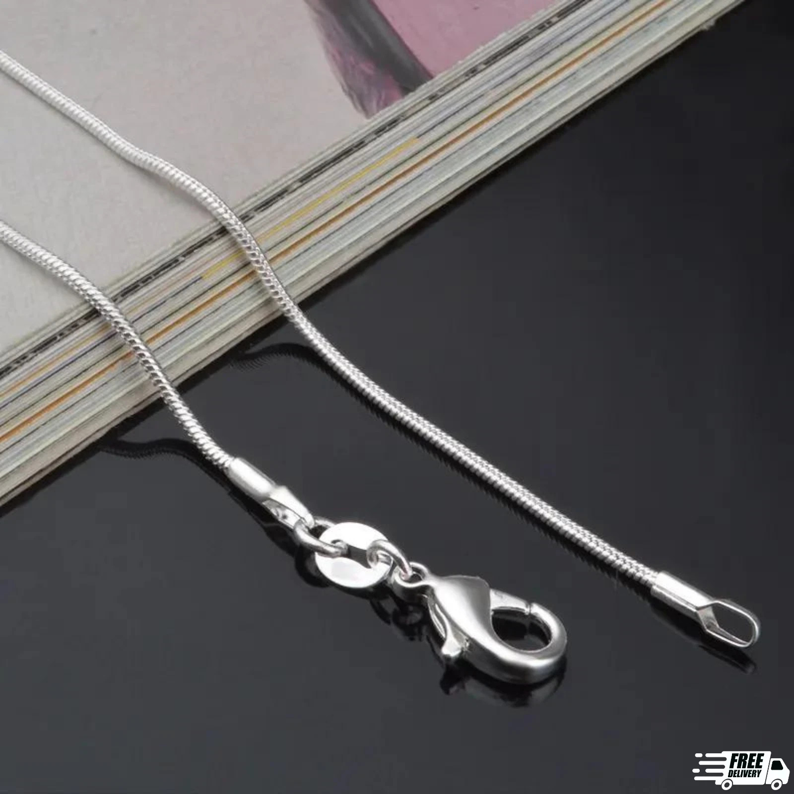 Men&Women’s 925 Sterling Silver Tarnish-Free Italian Snake Chain Necklace 16-24″