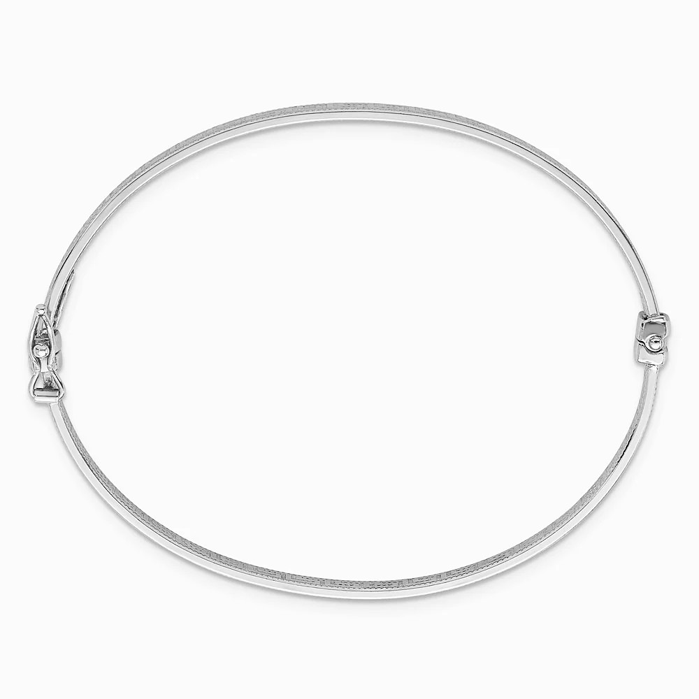 Sterling Silver RH-Plated Polished Textured Greek Key Hinged Bangle