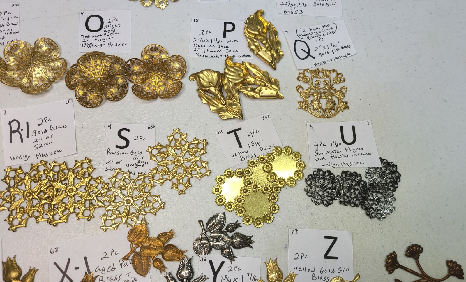 HUGE Lot #68 Vtg Miriam Haskell Large Flowers Jewelry Design Stampings Findings