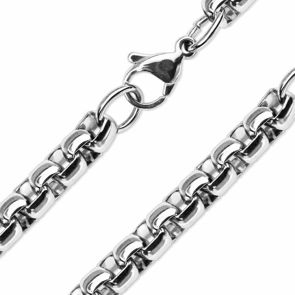 Stainless Steel Round Box Chain 20″ Necklaces – Square Rolo Link 5 mm. Necklace