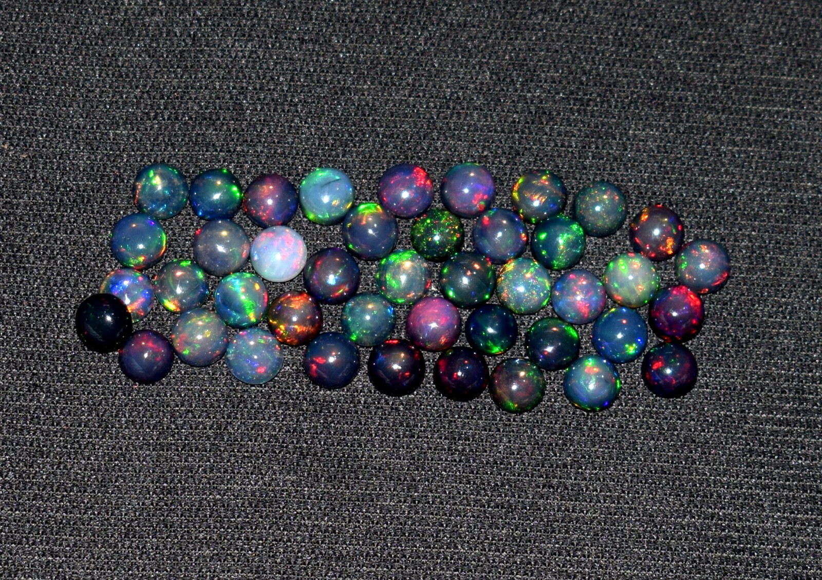 A+++ 3Pcs 6MM Round Natural Ethiopian Black Fire Opal Loose Gemstone Cabochon