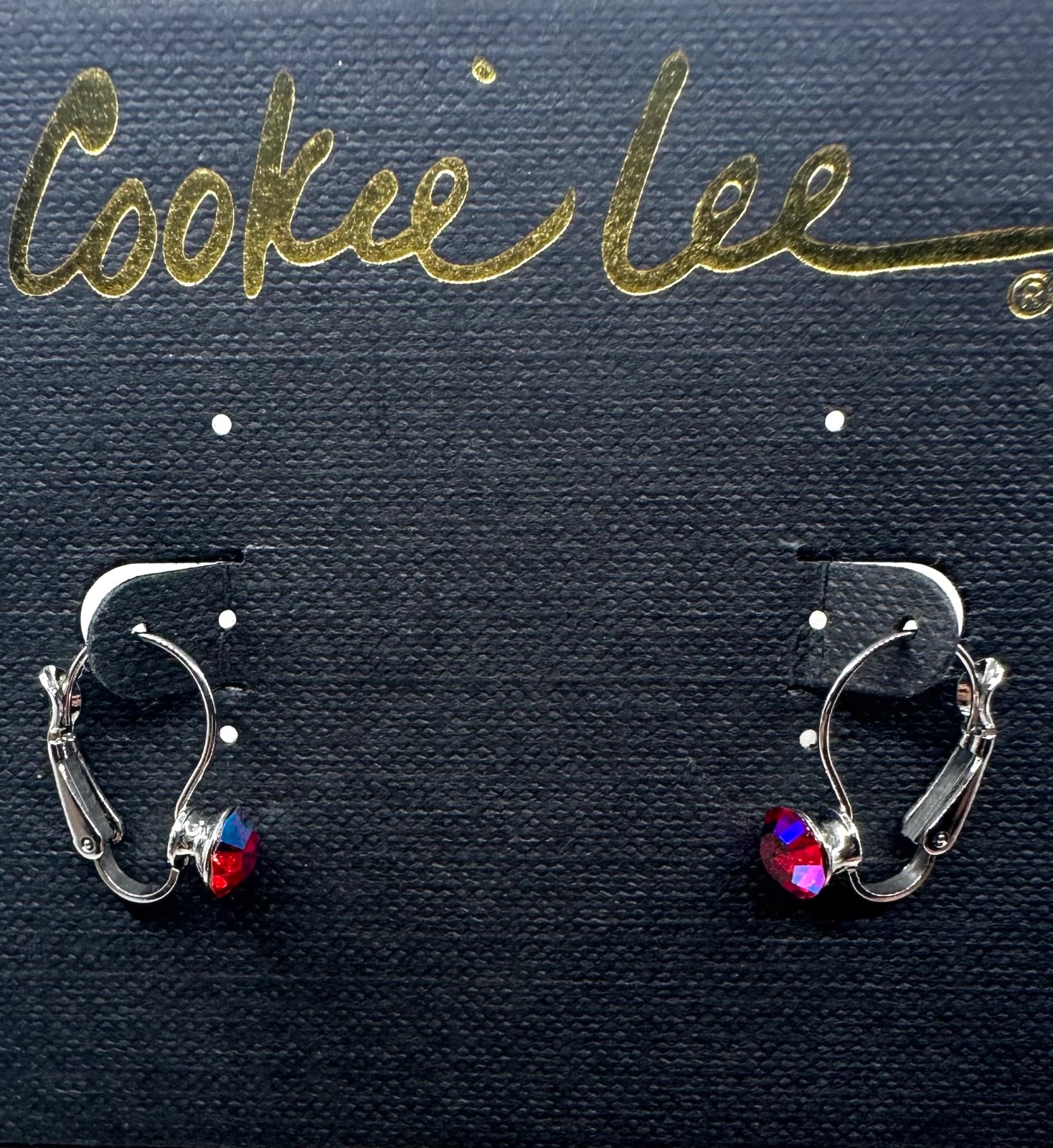 Cookie Lee Silver Tone Genuine Austrian Crystal Leverback Earrings NWT #67073