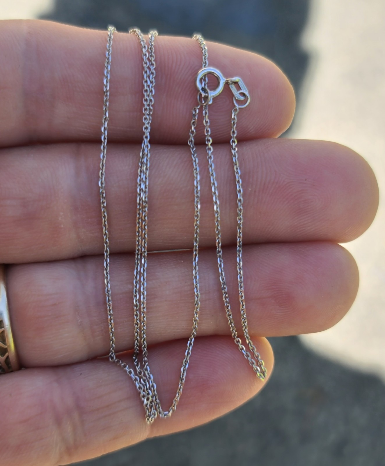 14k Solid White Gold Cable Chain Necklace 17.75″ Signed RCI 1mm Turkey 1.55grams