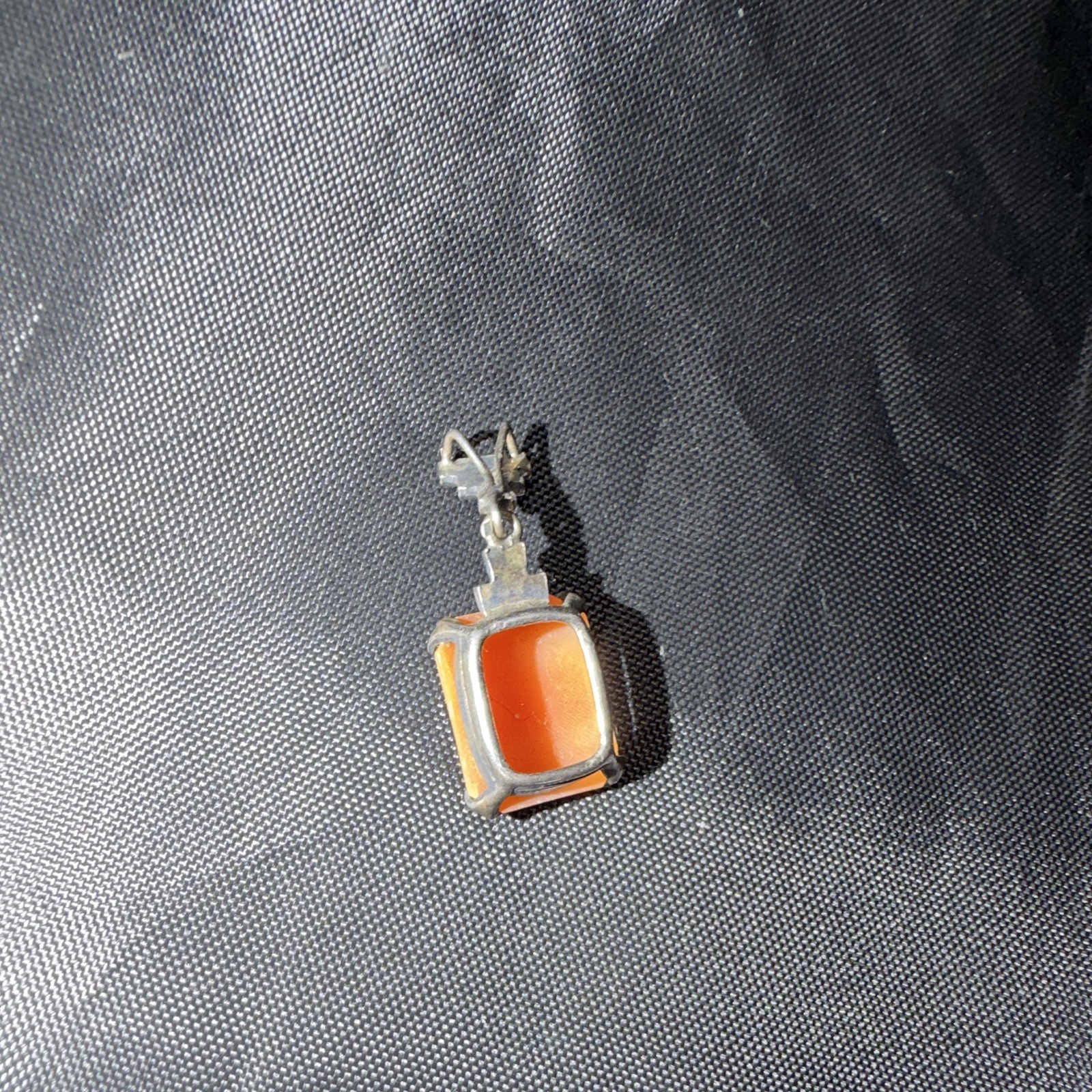 Silver Tone Rectangle shell Cameo Pendant