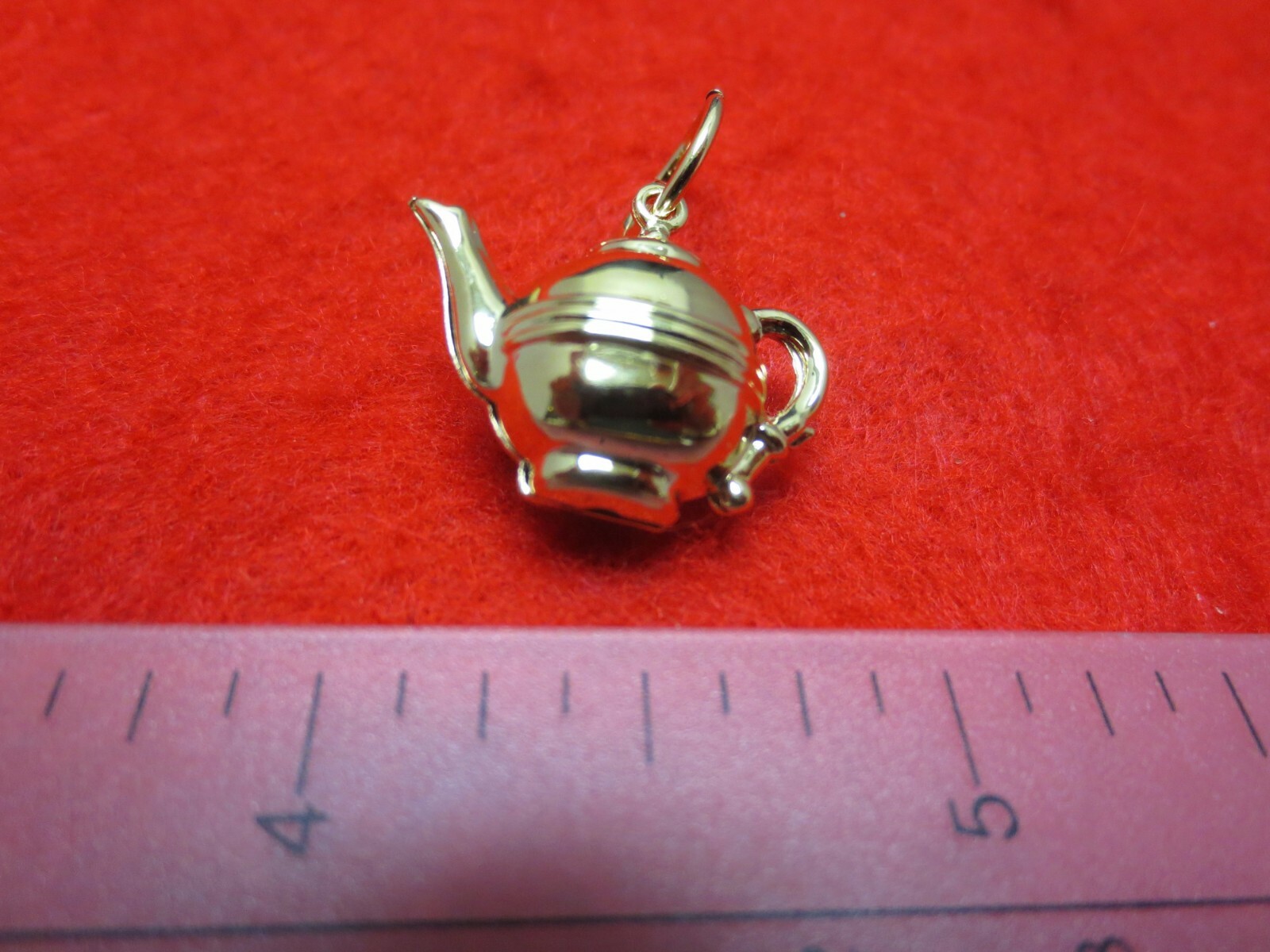 14 KT GOLD EP 3D 7/8ths INCH WIDE TEA POT 3D CHARM WITH 24″ ROPE CHAIN-A108