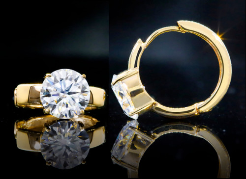 4Ct Round Cut Lab Created Diamond Earrings Women’s 14K Yellow Gold Plated Silver