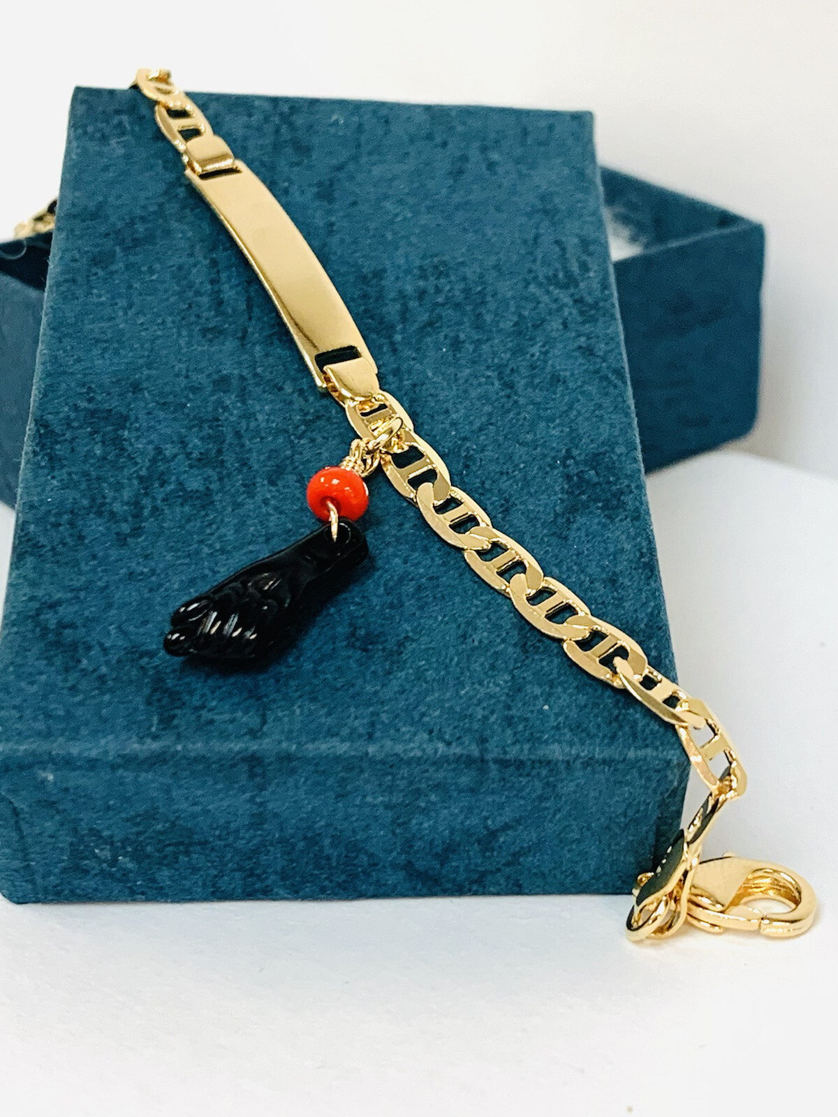 18k Real Gold Filled Baby ID Bracelet With Engraving, Good Luck & Protection New