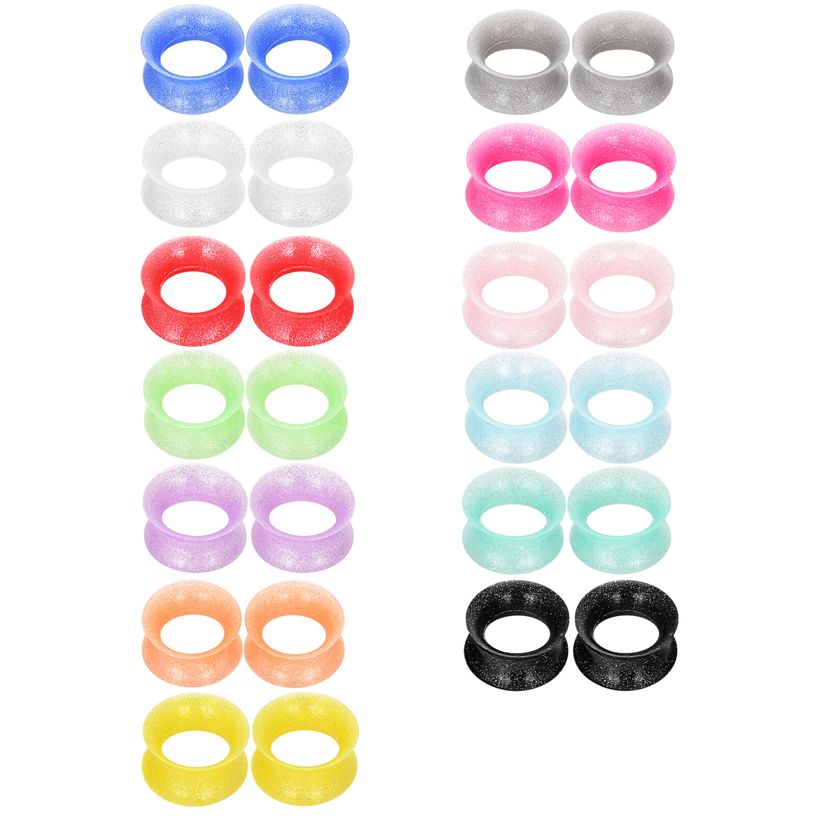 1 Pair Flexible Soft Silicone Ear Tunnels Gauges Double Flared Plugs Stretchers