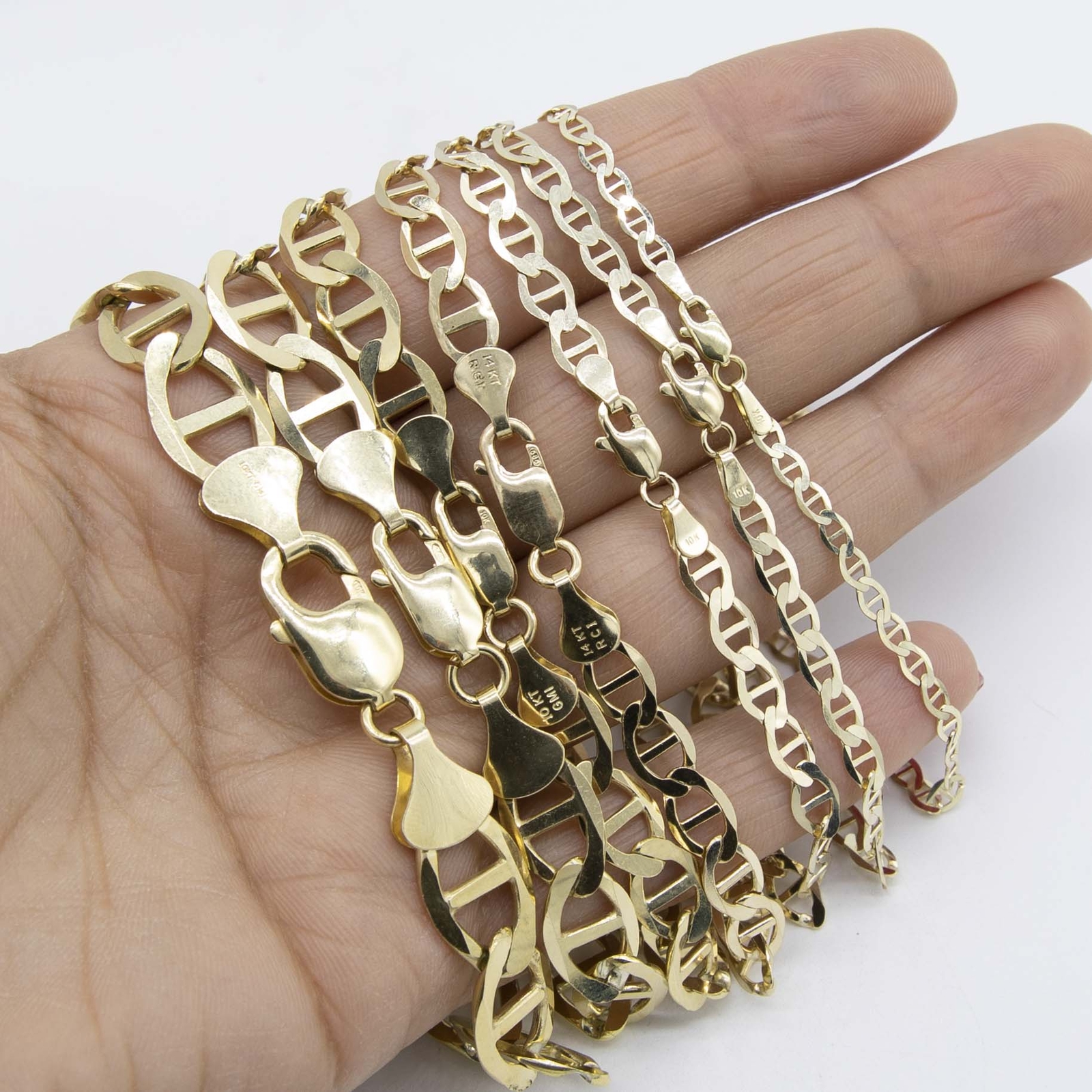 Bracelet Solid Real 10K Yellow Gold Shiny Mariner Link Chain All Sizes