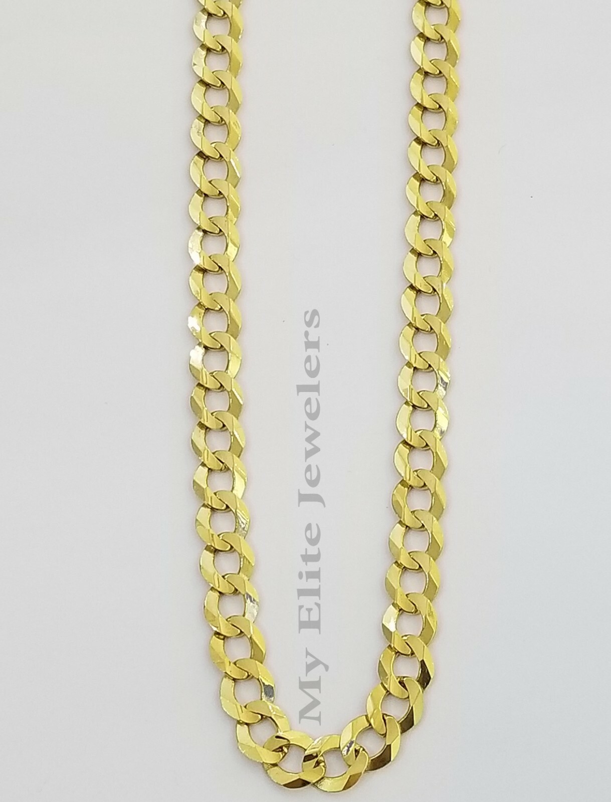 14K Yellow Gold Solid 3mm-10mm Curb Cuban Chain Link Necklace Bracelet 7″- 30″