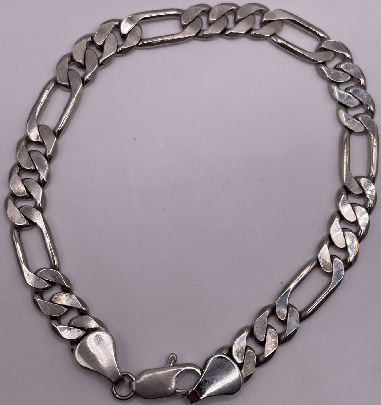 925 Silver Figaro Bracelet 16.9g 9’ 7.8mm