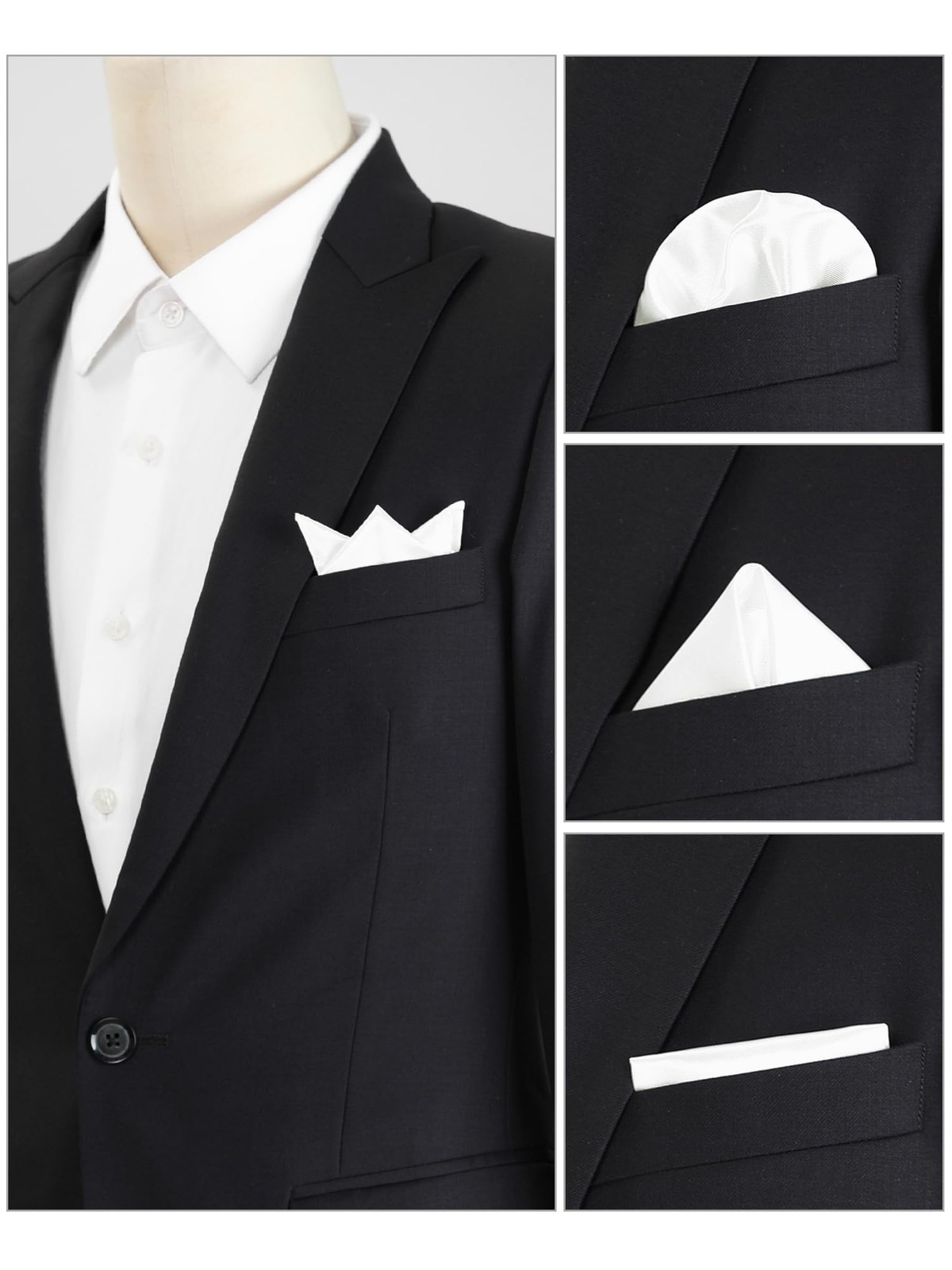 Allegra K Men’s Pocket Squares Handkerchiefs Solid Color for Wedding Party