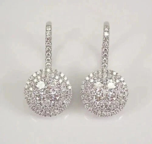 2Ct Lab Created Diamond Round Drop & Dangle Earrings 14K White Gold Plated