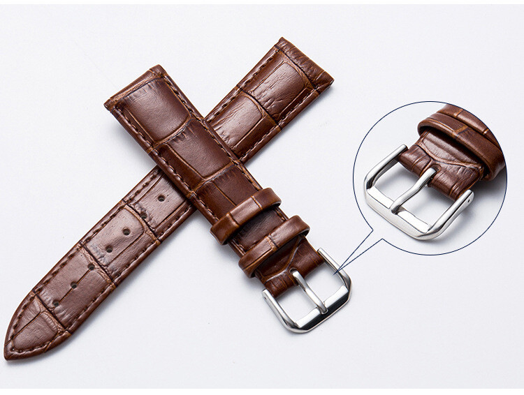 Alligator Grain Leather Watch Band Strap Pin Buckle Watch Accessories 10-24mm