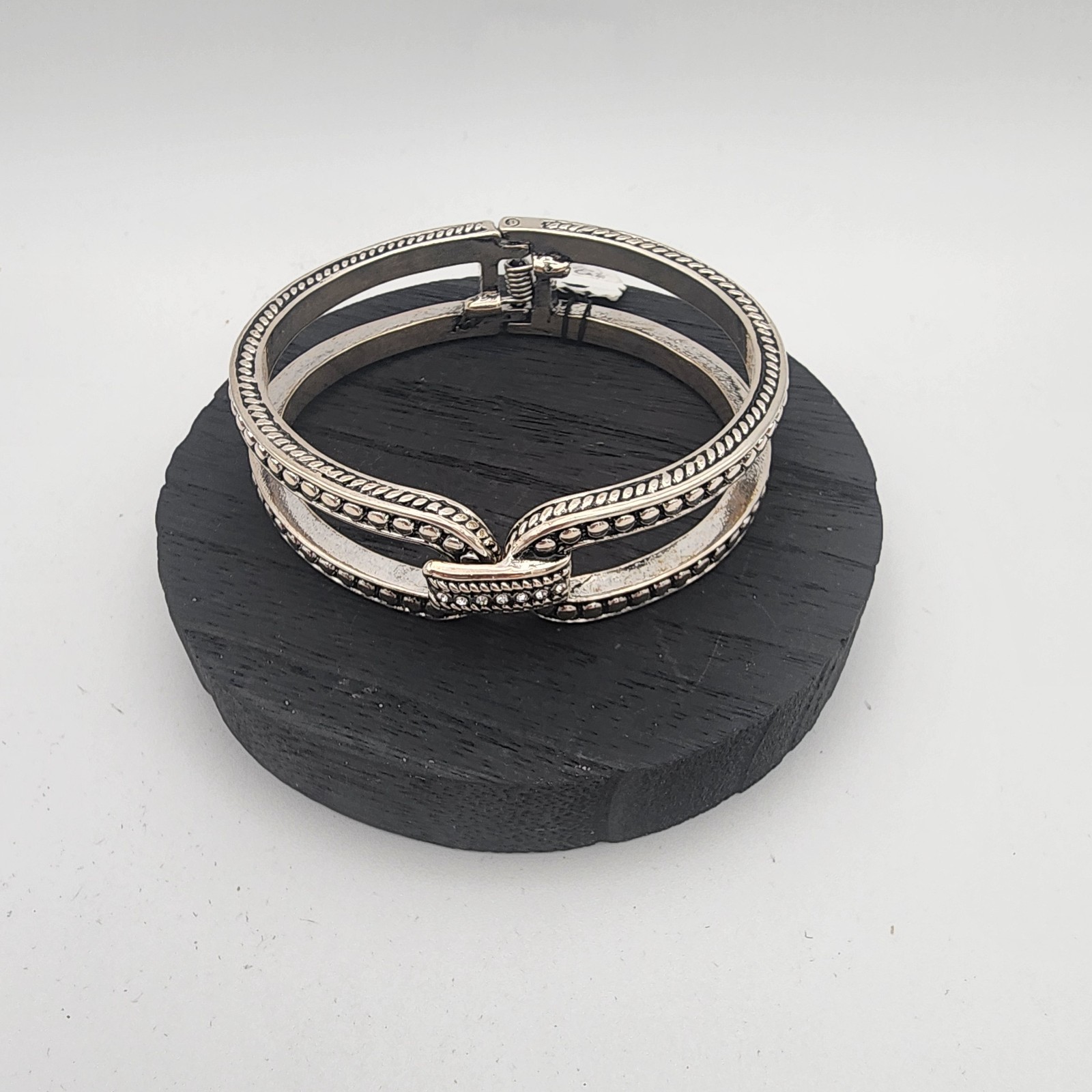 NWT Statement Hinged Cuff Bracelet Lot 3pc Silver & Gold Tone Bamboo Set