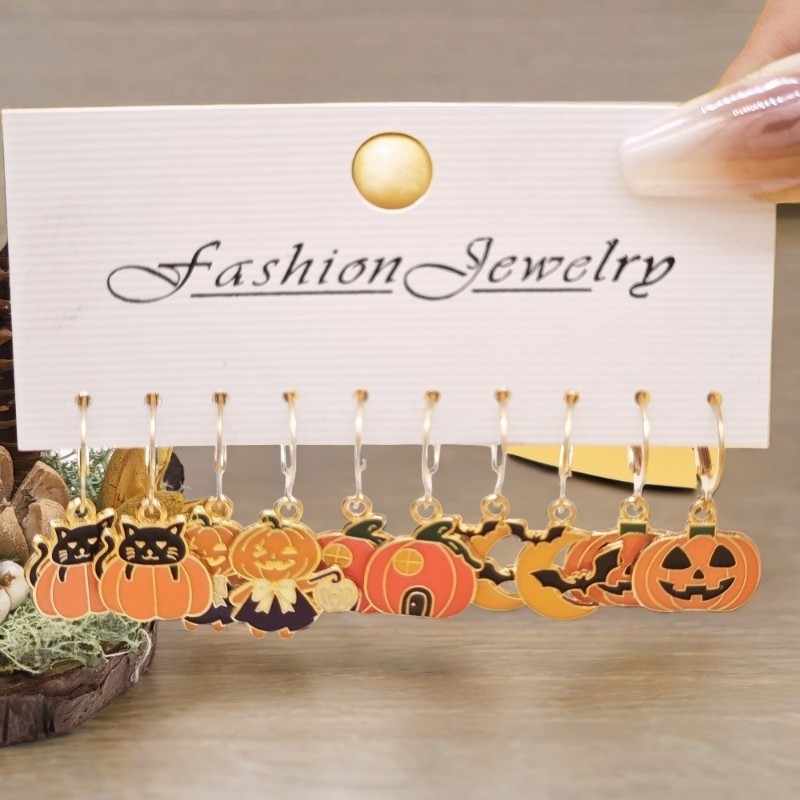 Halloween Earrings Set Ghost Pumpkin Devil Charms for Women