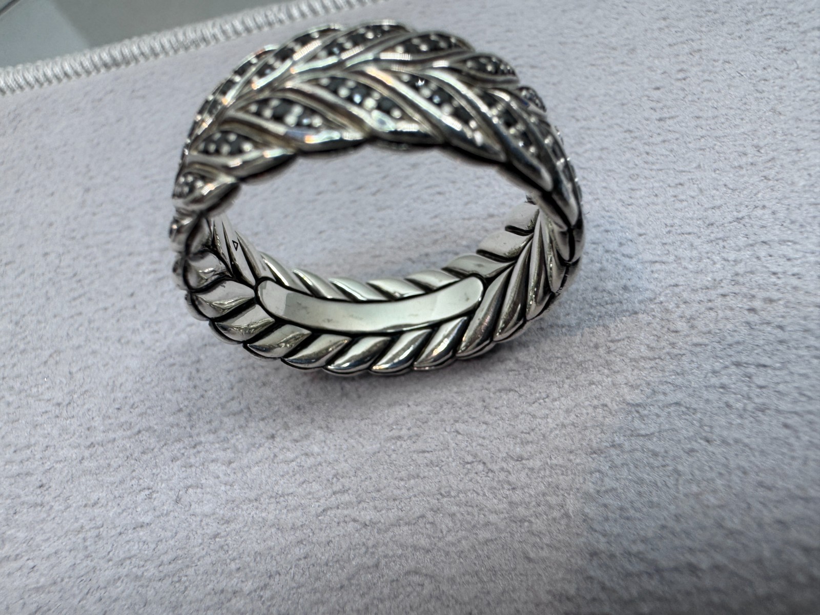 David Yurman Sterling Silver Men’s Diamond Chevron Pave Band Ring 9mm – Size 11
