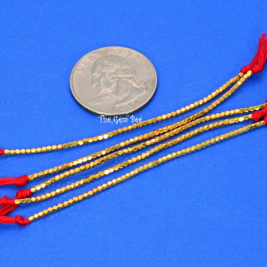 1.35mm 18k Solid Yellow Gold Petite Faceted Nuggets Findings Beads 2.8″ Str (50)
