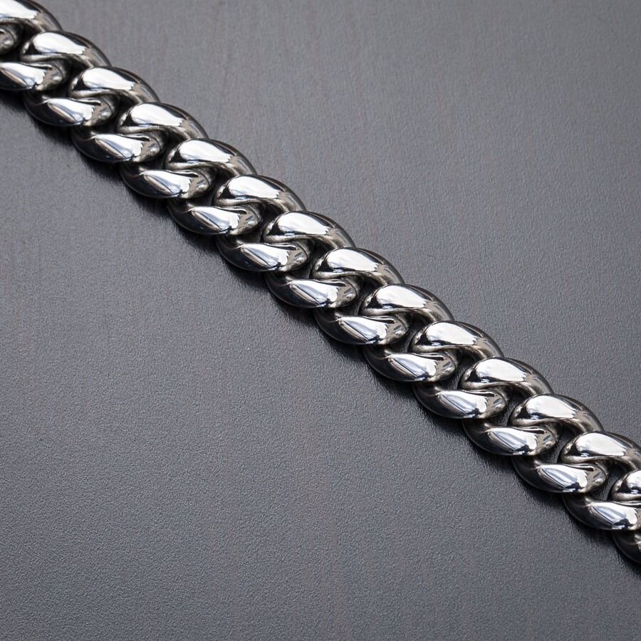 Solid White Gold Plated 316 Stainless Steel 11mm Miami Cuban Link Chain Necklace