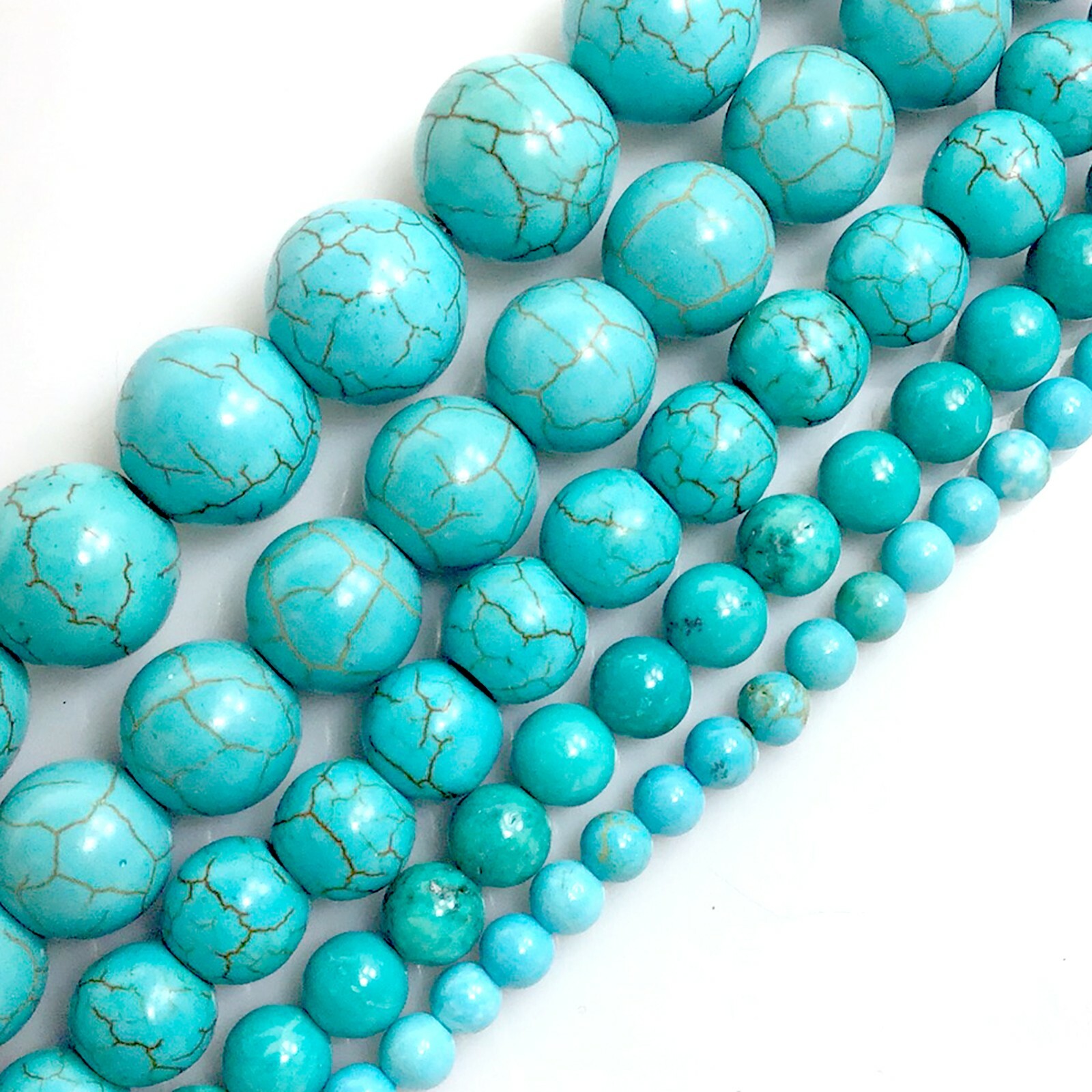 Gemstone Blue Magnesite Turquoise Round Loose Bead 15″ strand 4mm 6mm 8 10 12mm