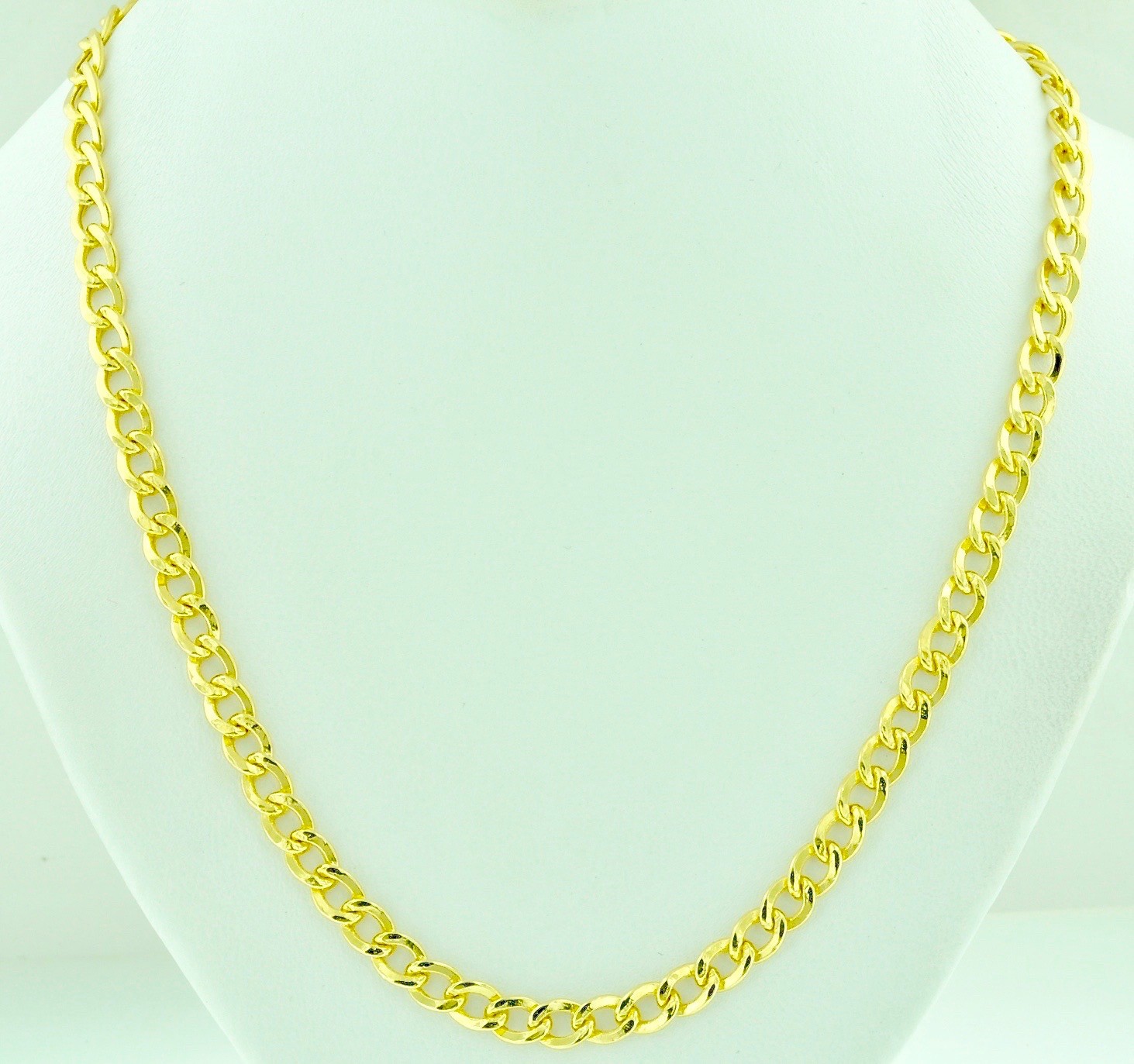 14k Solid Yellow Curb link Chain necklace LOBSTER clasp 16-24 inches 3mm 4.4-7.2