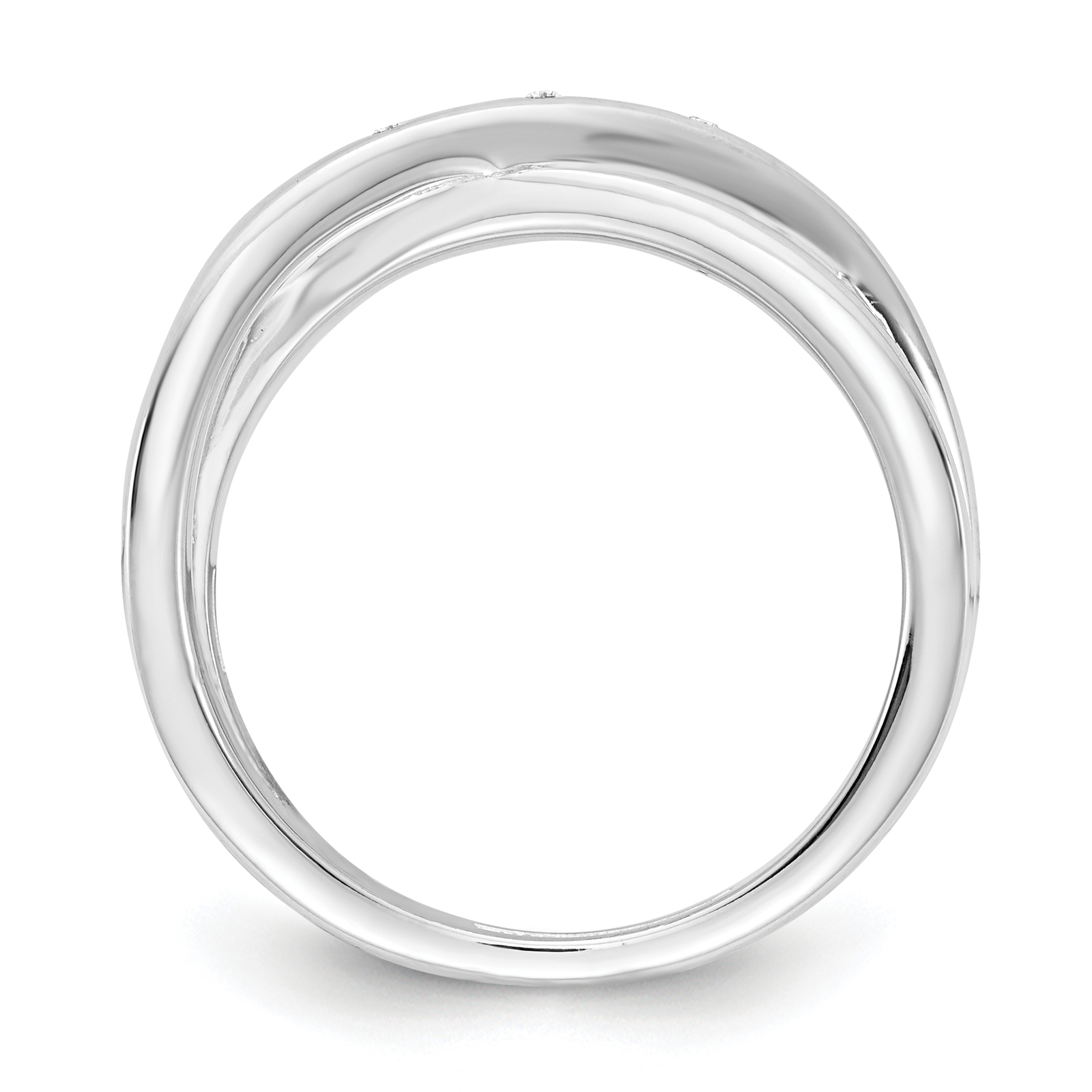 White Ice Silver Diamond X Ring QW167