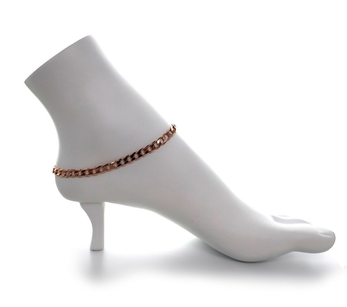 10″ Italian Cuban Link Quality Chain Anklet Bracelet 14K Pink Rose Gold Plated