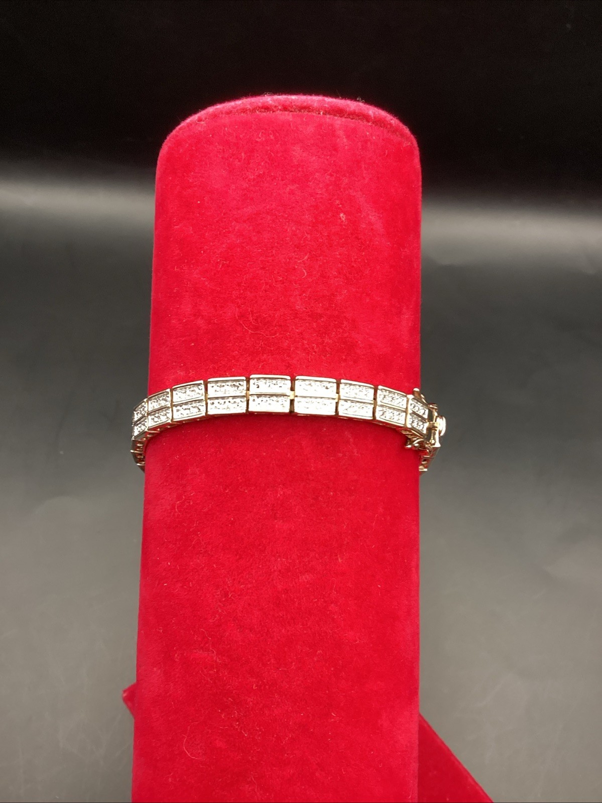 Vtg 925 Sterling Silver Vermeil Ross Simons Diamond Accent Tennis Bracelet