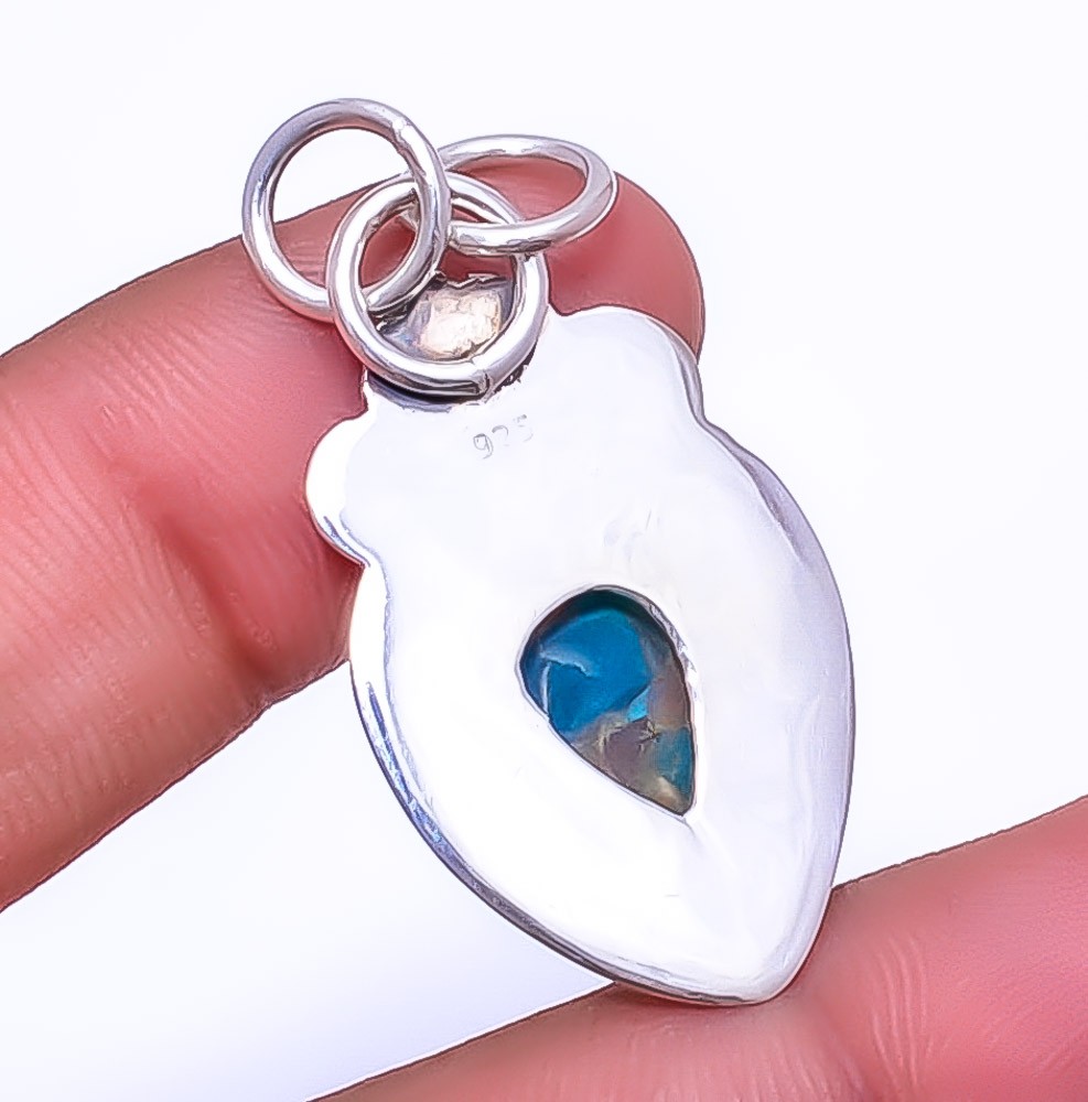 Multi Colour Tourmaline 925 Silver Two Tone Pendant 1.56″ P12, Christmas Gift