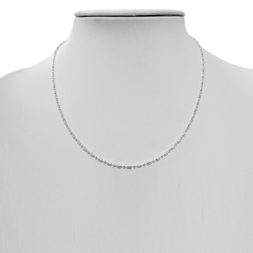 Sterling Silver 1.8mm Polished Bead, Dot-Dash Ball Chain Necklace or Bracelet