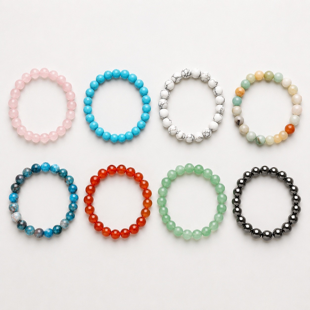 Stretch Bracelet Crystal Hematite Turquoise Round Flower Beaded Quartz T132
