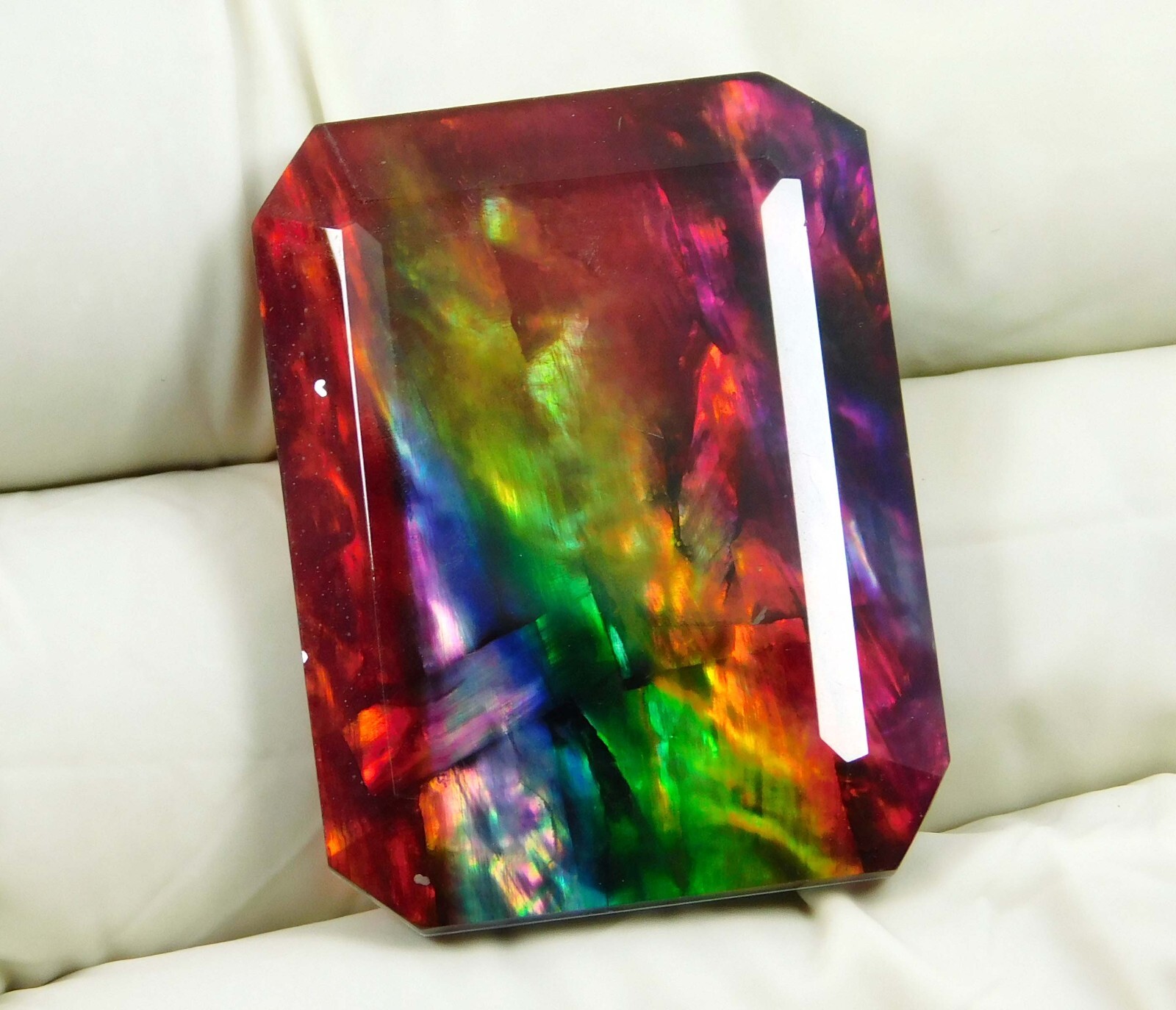 Doublet 50.70 Ct Certified Natural Ammolite Opal-Like Organic Loose Gemstone