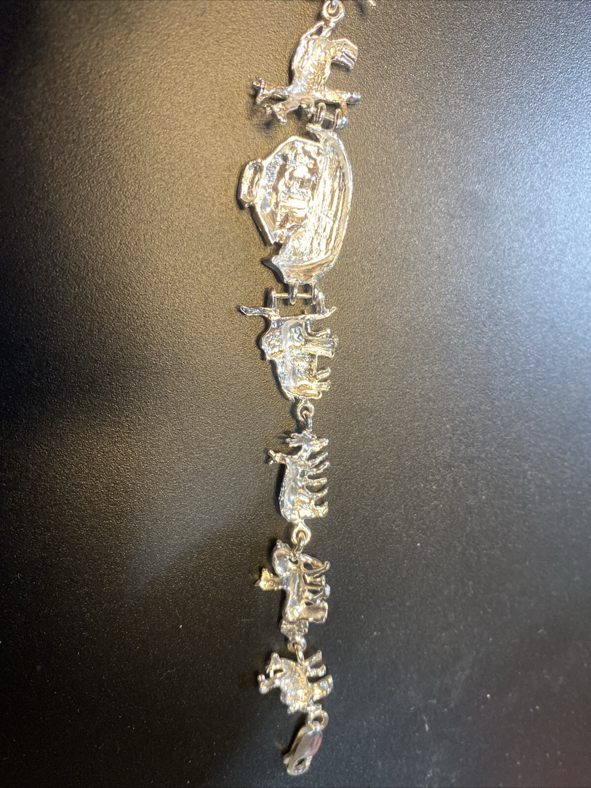 Sterling Silver Noah’s Ark with Animals Bracelet 7 1/4″