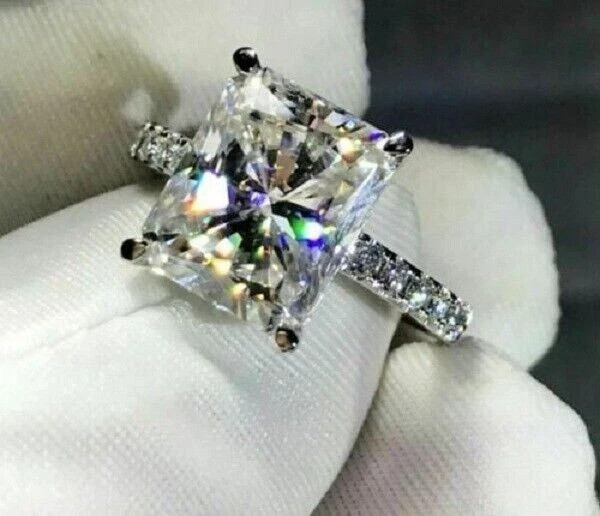 3Ct Lab Created Radiant Diamond Solitaire Wedding Ring 14K White Gold Finish