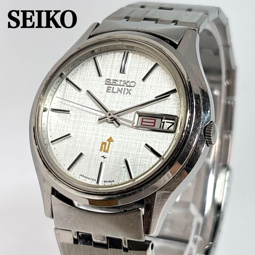 SEIKO Elnix 0703-6011 Quartz Mens Wristwatch 34mm SS Bracelet wrist 16cm/6.3in