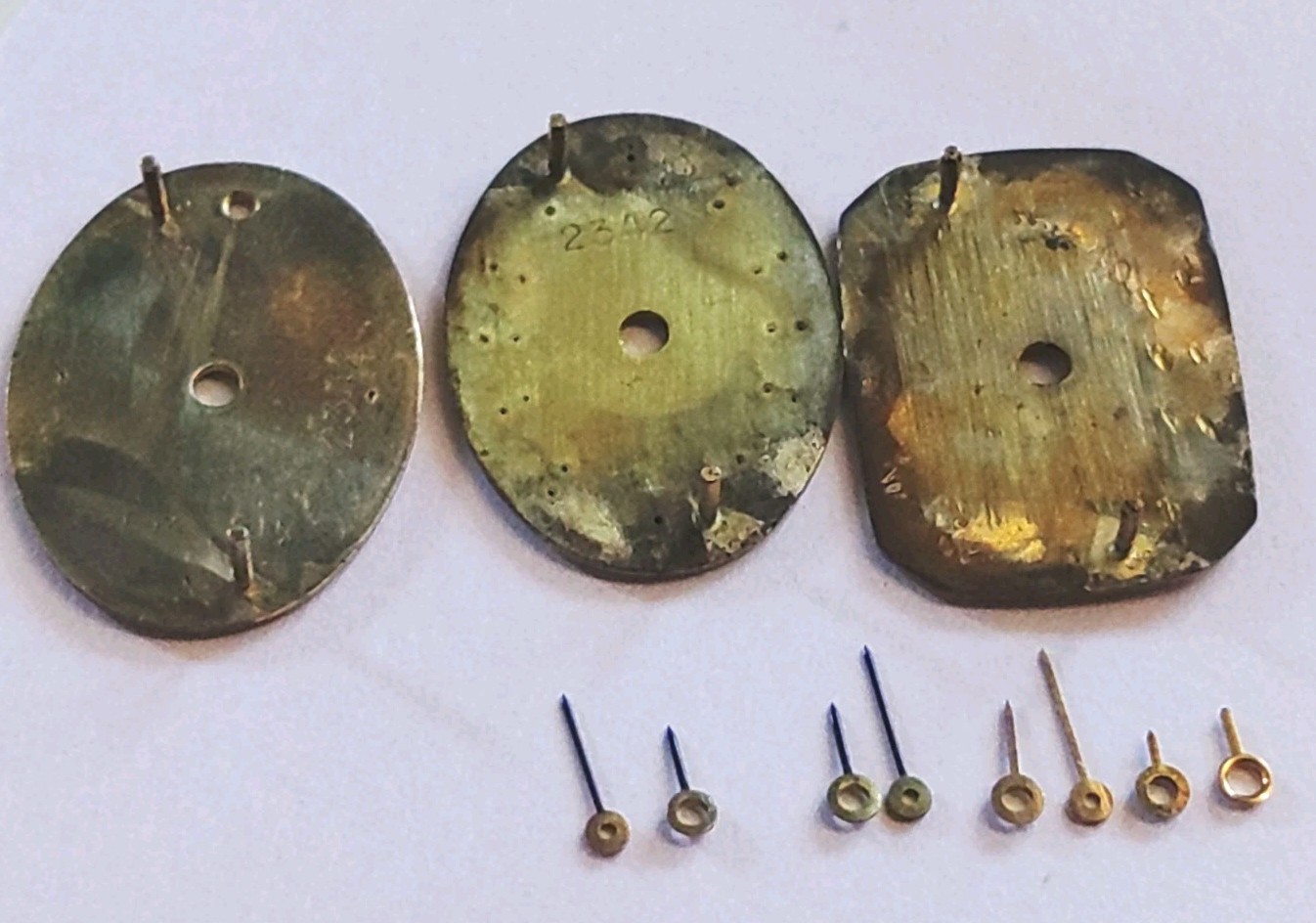 Omega 1350 DeVille Dials #2342 X 2, #2340. 3 Handsets & 2 Hour Hands. For Parts.