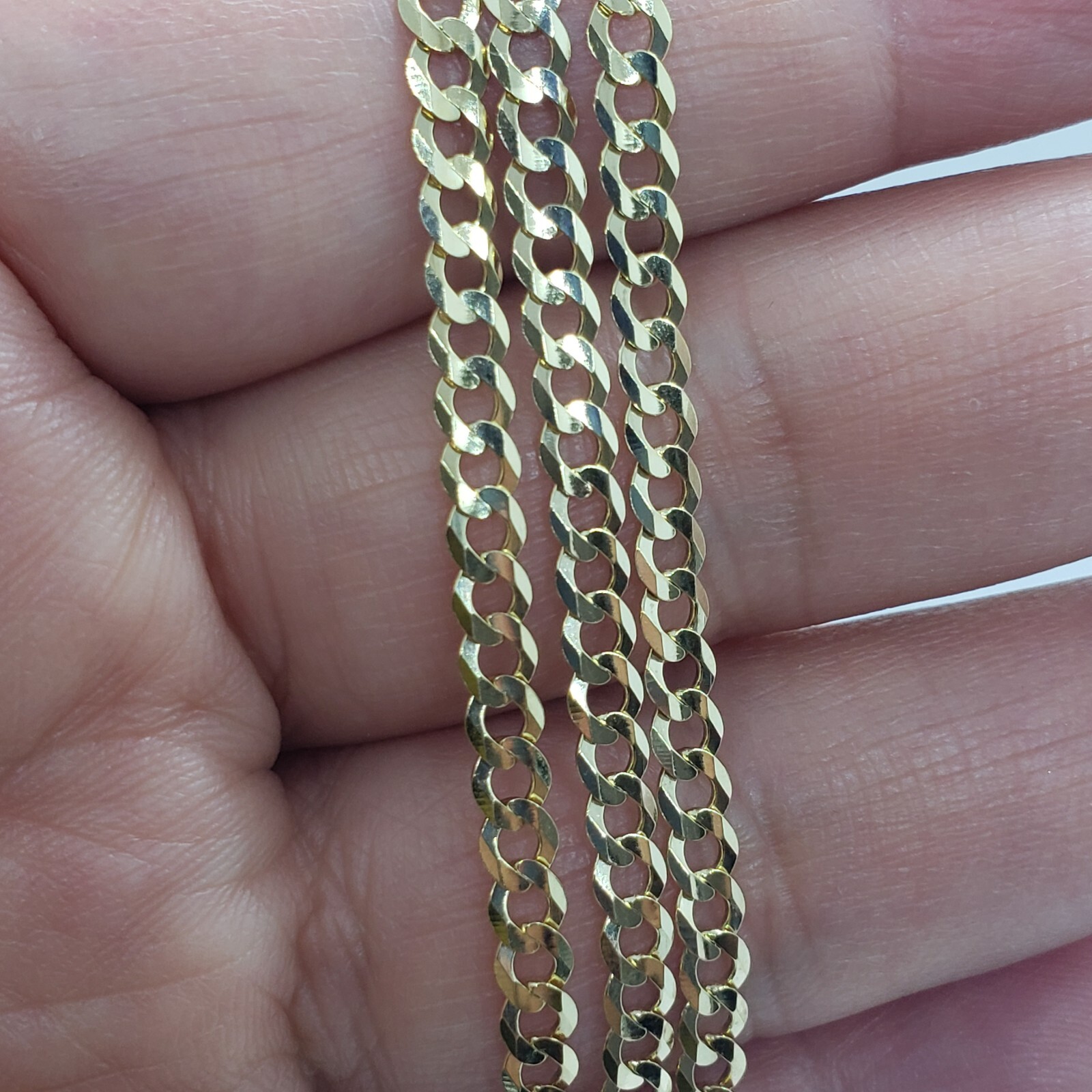 10K Yellow Gold Solid Cuban Link Chain Curb Necklace Bracelet 1.8mm-4mm, 7″~30″