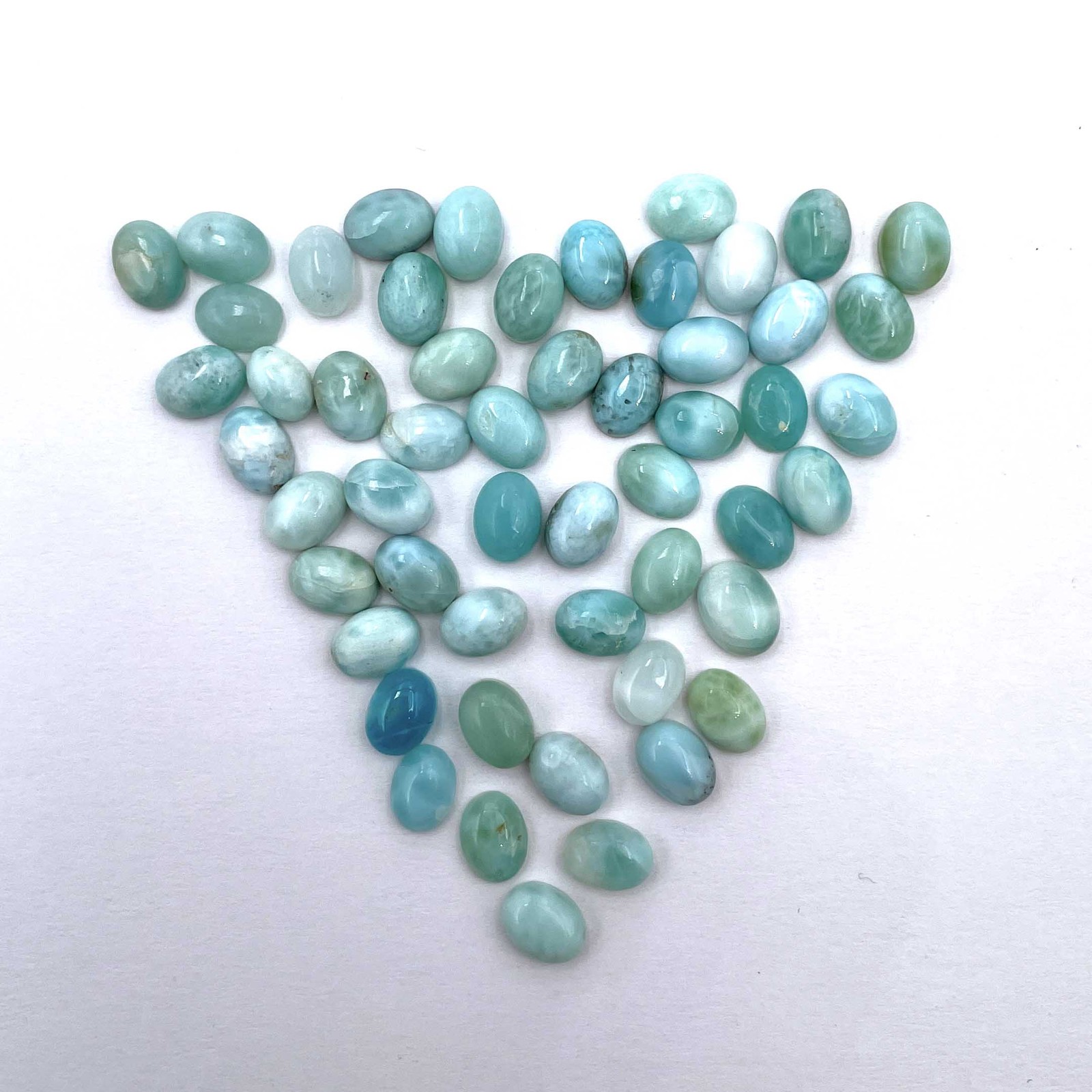 Natural Larimar Oval Cabochon Loose Gemstone Lot 61 Pcs 6*8 MM 100 CT