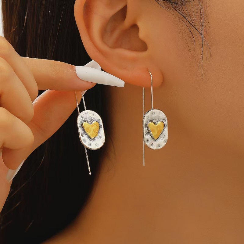 Women’s Retro Heart Ear Hook Elegant Alloy Earrings Fashion Jewelry Gift