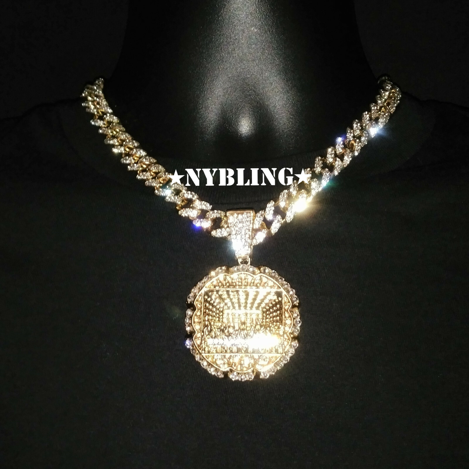 Iced 12MM Cuban Link Chain Necklace + XL Last Supper Pendant Plated CZ Jewelry