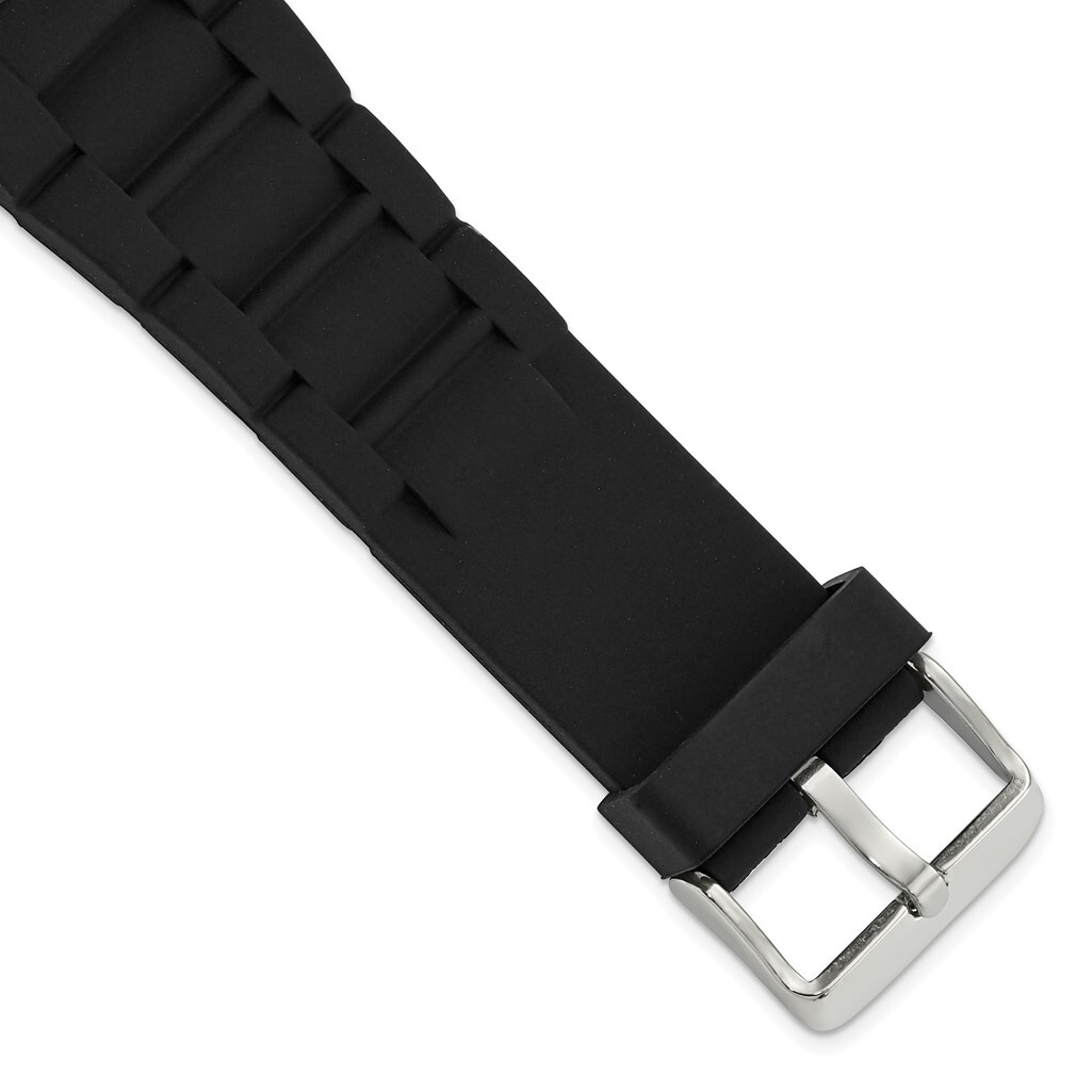 DeBeer 20mm Black Link Style Silicone Rubber Stainless Steel Buckle Watch Band