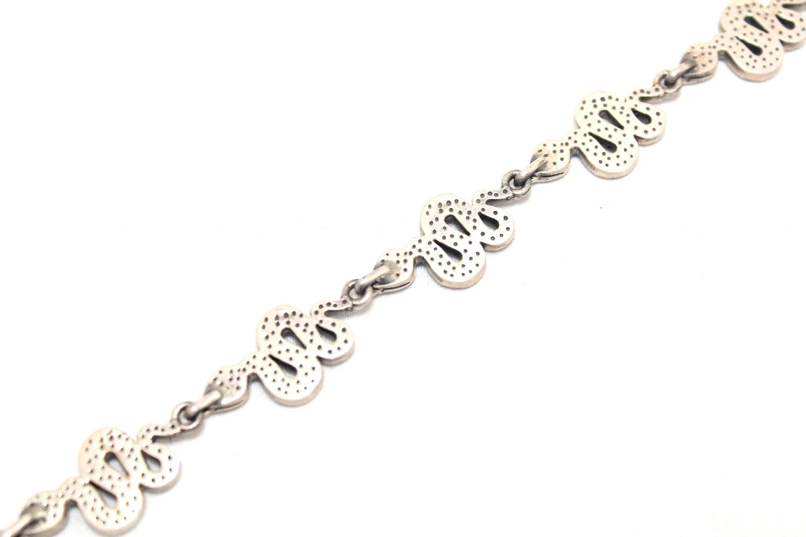 Charm Snake Reptile Bracelet Silver Sterling 925 Marcasite Stone Women Gift
