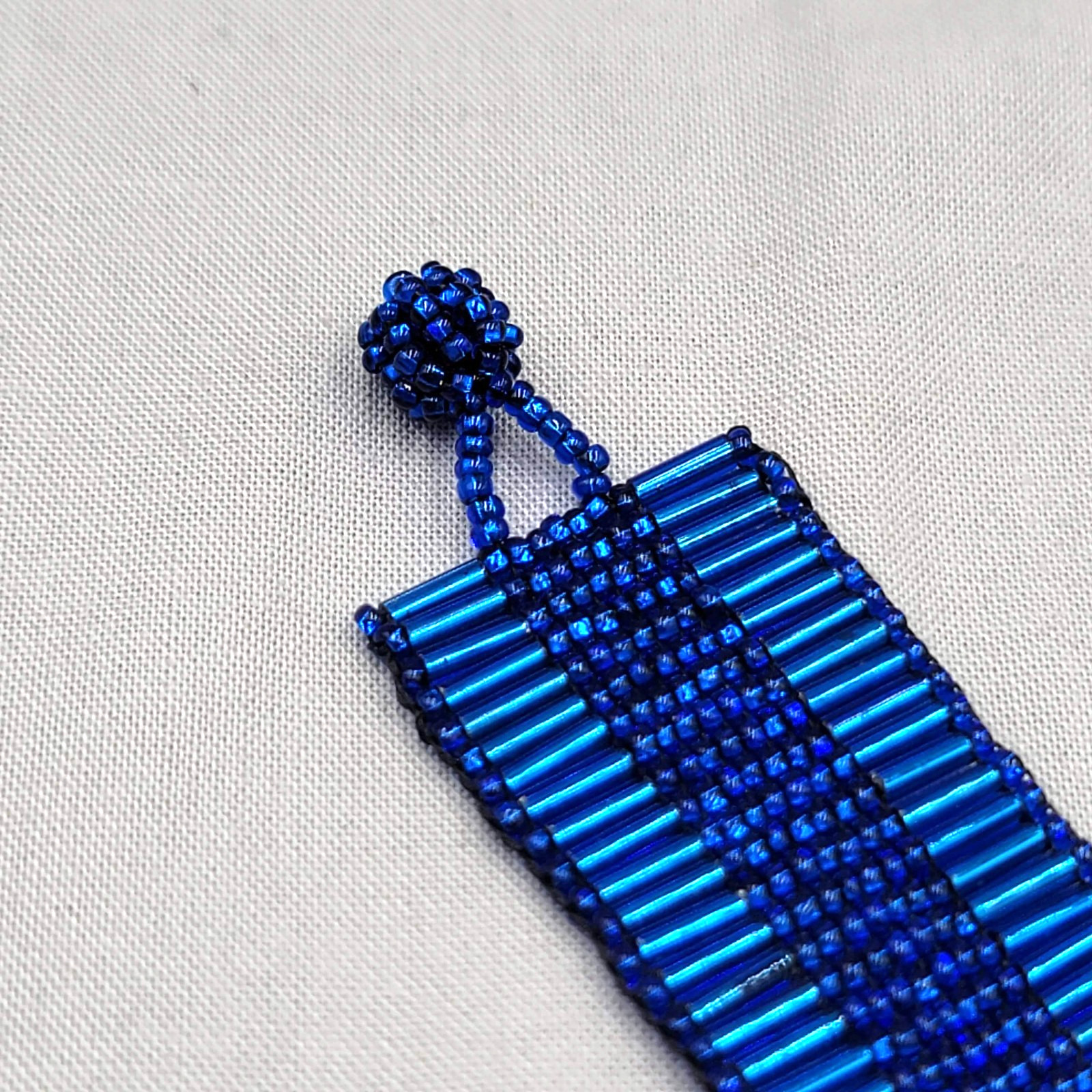Bright Metallic Blue Seed Bead Bracelet 6.5″ x 1″