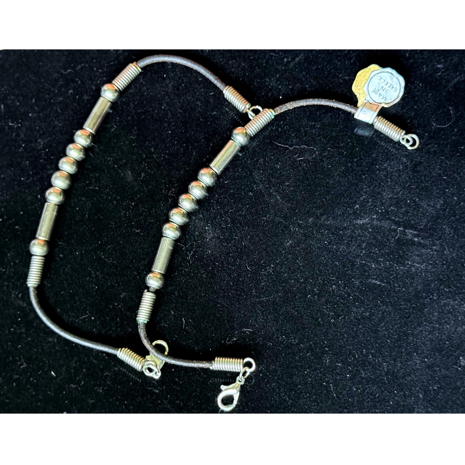 Vintage Indian Metal & Leather Bracelets Set of 2 | Handmade Boho Ethnic India