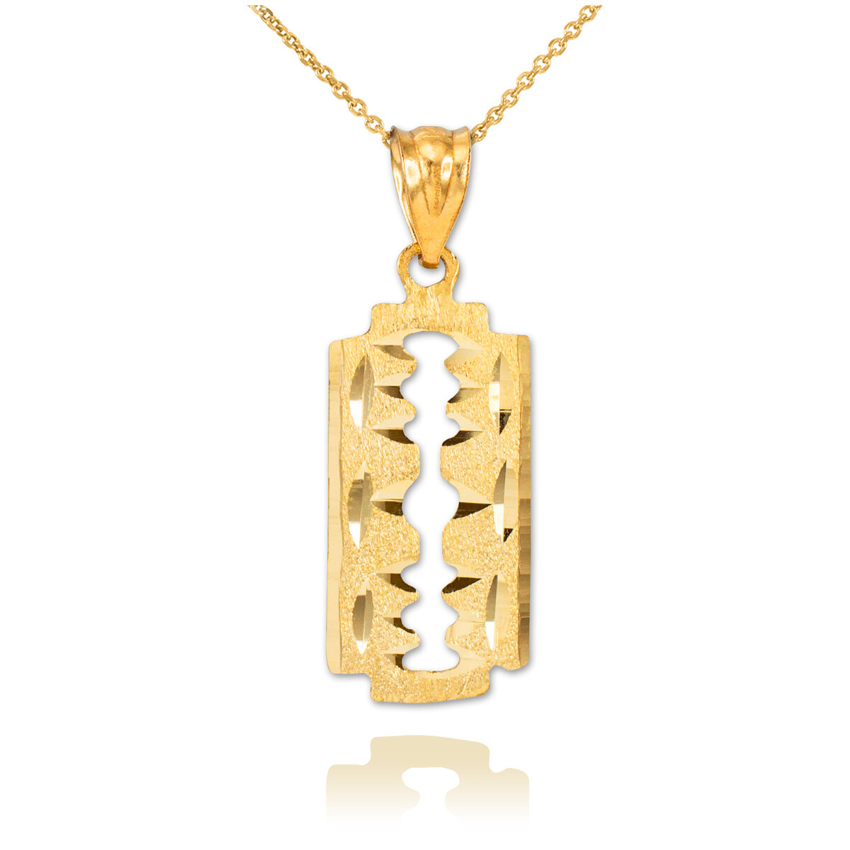 Solid Gold Razor Blade Pendant Necklace (Available in Yellow/Rose/White Gold)